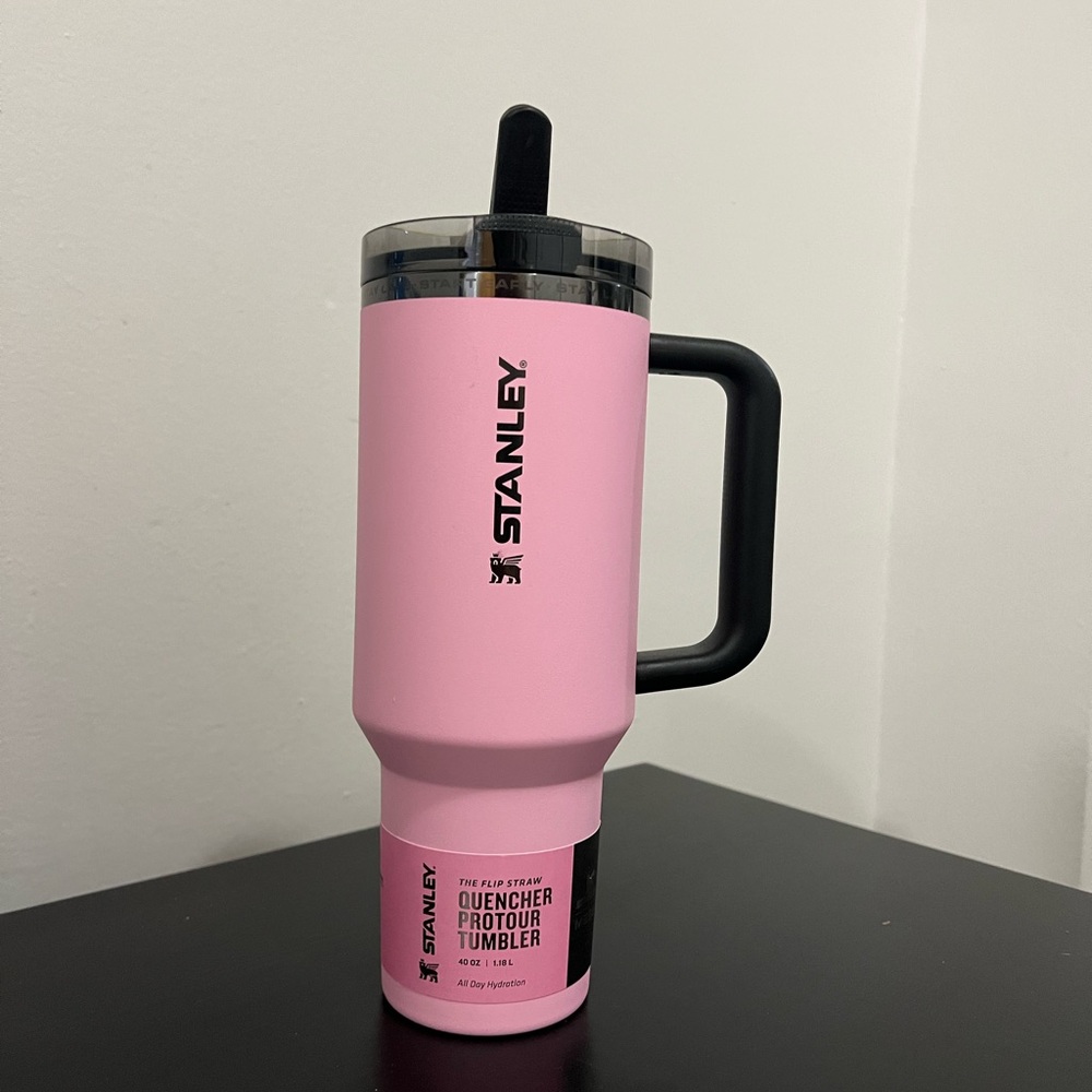 Stanley Pink Tumbler with Black Handle (Messi)
